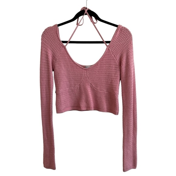 FP Beach Playing Hard To Get Cropped Pink Sweater Top, Size M - Picture 2 of 7